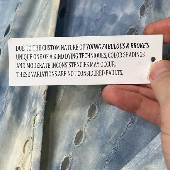 YFB NWT Young Fabulous & Broke Costa Maxi Dress XS Tie Dye Eyelet Lace - Picture 10 of 13